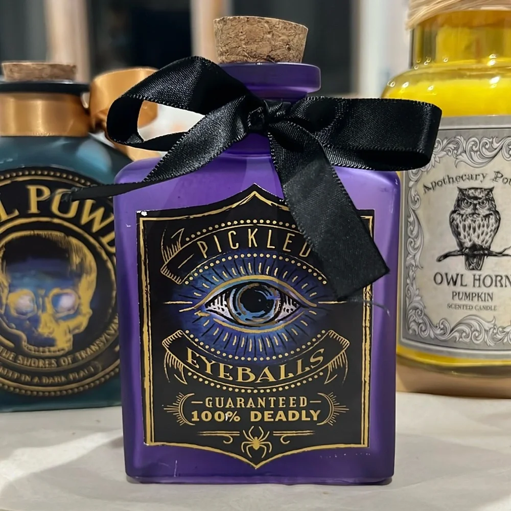 Spooks and Spells Glass Pickled Eyeballs Bottle